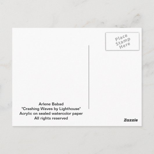 Crashing Waves by Light House，はがき ポストカード (裏面)