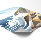 Crashing Waves | Rocky Coastal Shore Watercolor ポスター (角)