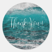 Crashing Waves Round 結婚's Thank You Stickers ラウンドシール (正面)