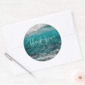 Crashing Waves Round 結婚's Thank You Stickers ラウンドシール (封筒)