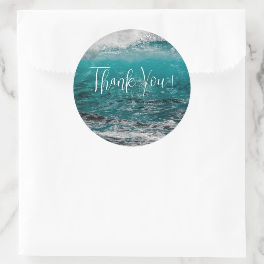 Crashing Waves Round 結婚's Thank You Stickers ラウンドシール (バッグ)