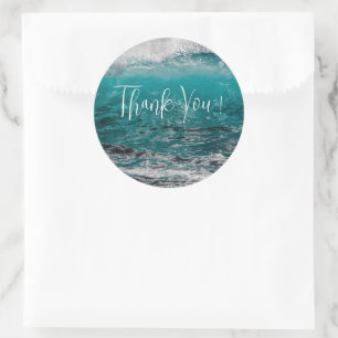 Crashing Waves Round 結婚's Thank You Stickers ラウンドシール