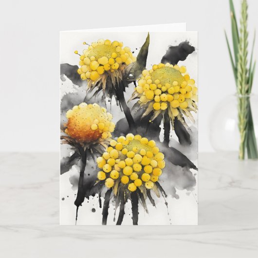 Craspedia - Watercolor flowers カード (正面)