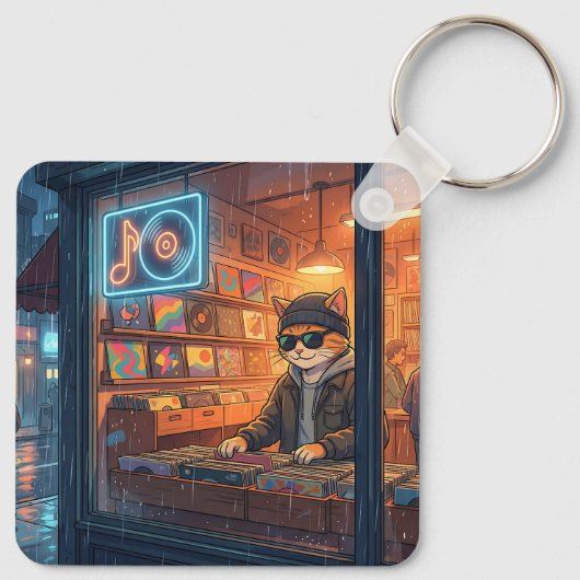 Crate Digging at the Vinyl Store キーホルダー (裏面)