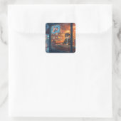 Crate Digging at the Vinyl Store スクエアシール (バッグ)