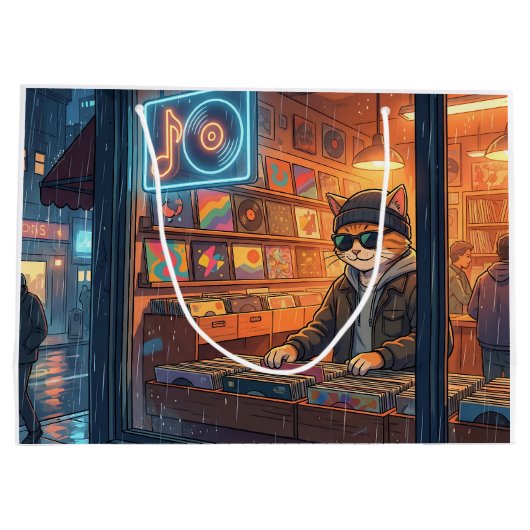 Crate Digging at the Vinyl Store ラージペーパーバッグ (裏面)