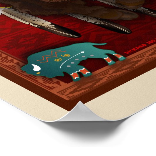 Cratemade Native American Buffalo design poster ポスター (角)