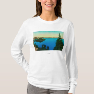 crater湖および魔法使いの島の眺め tシャツ