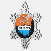 crater湖のオレゴンの国立公園 スノーフレークピューターオーナメント (右)