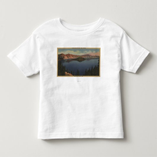 crater湖、オレゴン-魔法使いの島--の眺め#2 トドラーTシャツ (正面)