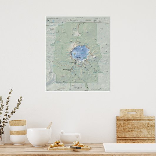 Crater Lake map poster ポスター (キッチン)