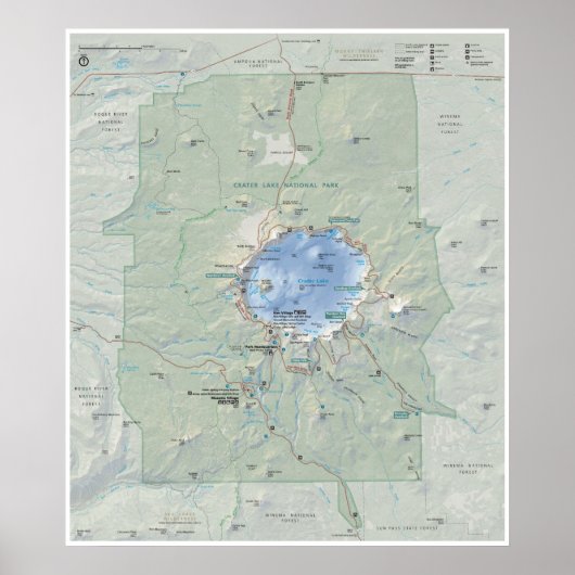 Crater Lake map poster ポスター (正面)