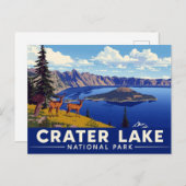 Crater Lake National Park Deer Art ポストカード (正面/裏面)