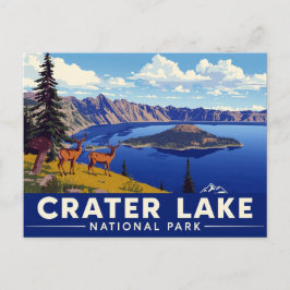 Crater Lake National Park Deer Art ポストカード