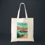 Crater Lake National Park Oregon Vintage  トートバッグ<br><div class="desc">Crater Lake vector artwork design. The park is in the Cascade Mountains of southern Oregon. It’s known for its namesake Crater Lake,  formed by the now-collapsed volcano,  Mount Mazama.</div>