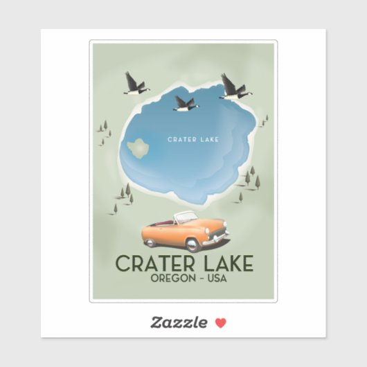 Crater Lake Oregonの地図ポスター シール (シート)