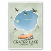 Crater Lake Oregonの地図ポスター シール (正面)