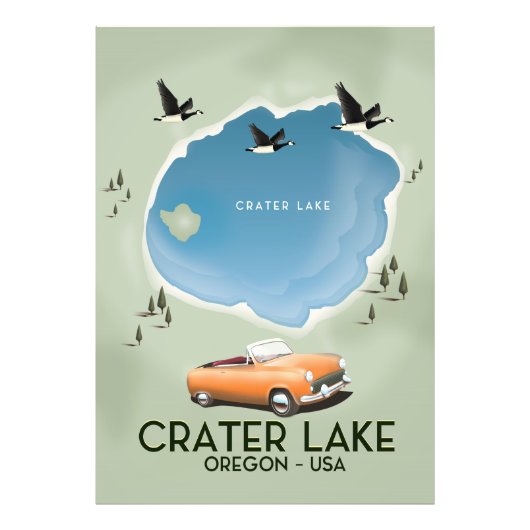 Crater Lake Oregonの地図ポスター フォトプリント (正面)