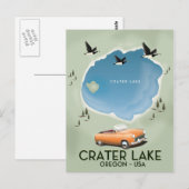 Crater Lake Oregonの地図ポスター ポストカード (正面/裏面)