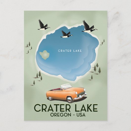 Crater Lake Oregonの地図ポスター ポストカード (正面)