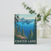 Crater Lake Oregon – ヴィンテージ旅行ポスター ポストカード (スタンド正面)