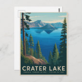 Crater Lake Oregon – ヴィンテージ旅行ポスター ポストカード (正面/裏面)