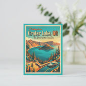 Crater Lake Oregon Vintage Style ポストカード (スタンド正面)