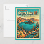 Crater Lake Oregon Vintage Style ポストカード (正面/裏面)
