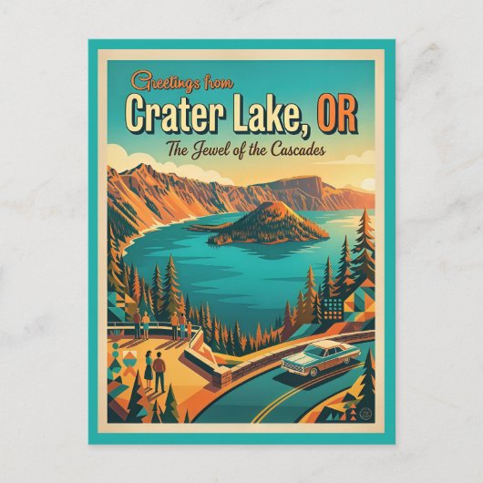 Crater Lake Oregon Vintage Style ポストカード (正面)