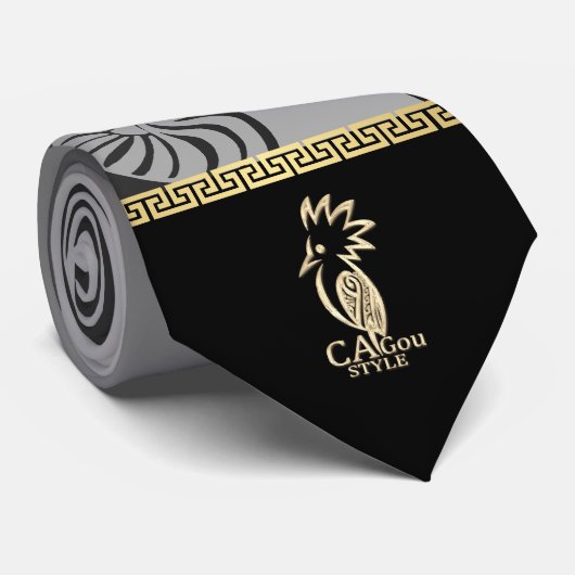 Cravate flèche faîtière kanak. Dégradé Gris.  ネクタイ (ロール)