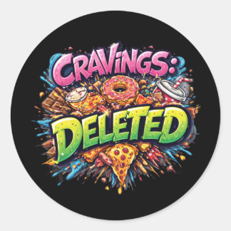 Cravings Deleted – Bold Comic Junk Food Graphic ラウンドシール