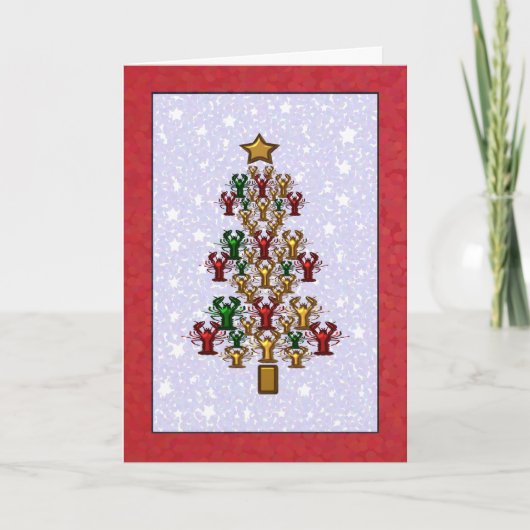 Crawfishのロブスターのクリスマスツリーの星 シーズンカード (正面)