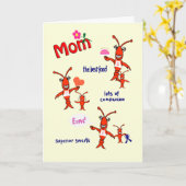 Crawfishまたはロブスターの母の日 カード (黄色い花)