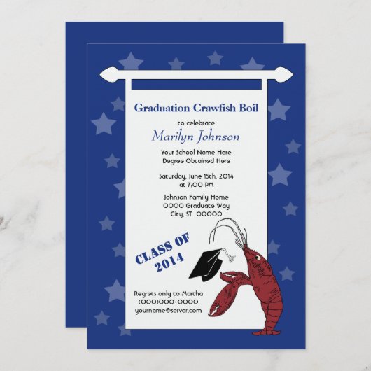 Crawfish/ロブスターは卒業を主演します 招待状 (正面/裏面)