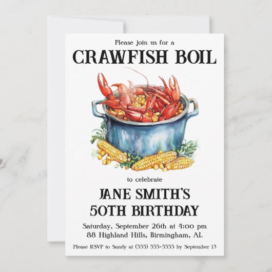 Crawfish Boil Birthday Party 招待状 (正面)