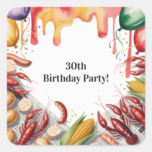 Crawfish Boil Birthday Party For Adults スクエアシール (正面)