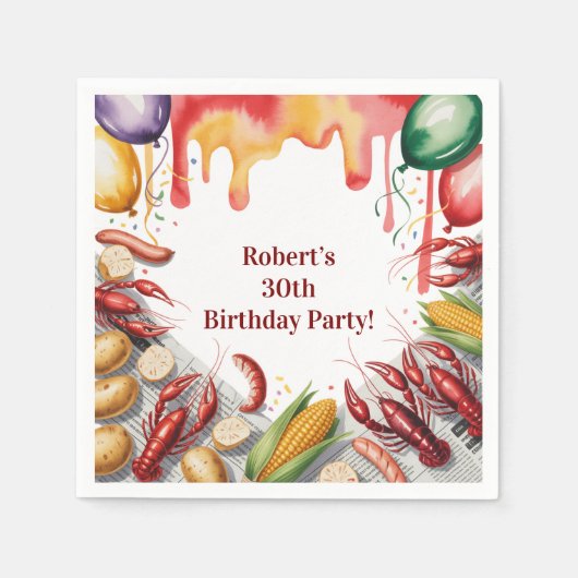 Crawfish Boil Birthday Party For Adults スタンダードカクテルナプキン (正面)