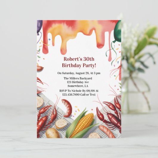Crawfish Boil Birthday Party For Adults  招待状 (スタンド正面)