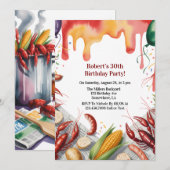 Crawfish Boil Birthday Party For Adults 招待状 (正面/裏面)