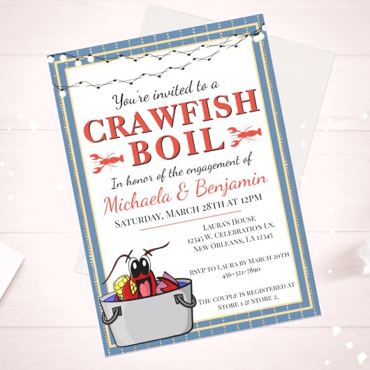 Crawfish Boil Couples Shower Engagement Party 招待状