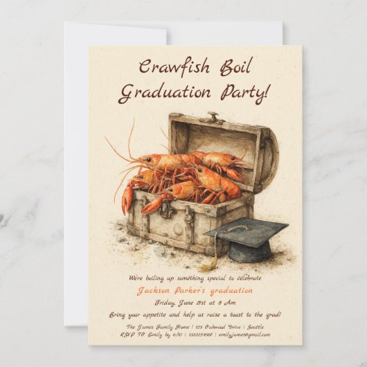 Crawfish Boil Graduation Party | Southern Style  招待状 (正面)