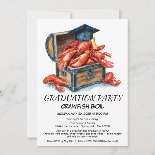 Crawfish Boil Graduation Party | Southern Style  招待状 (正面)