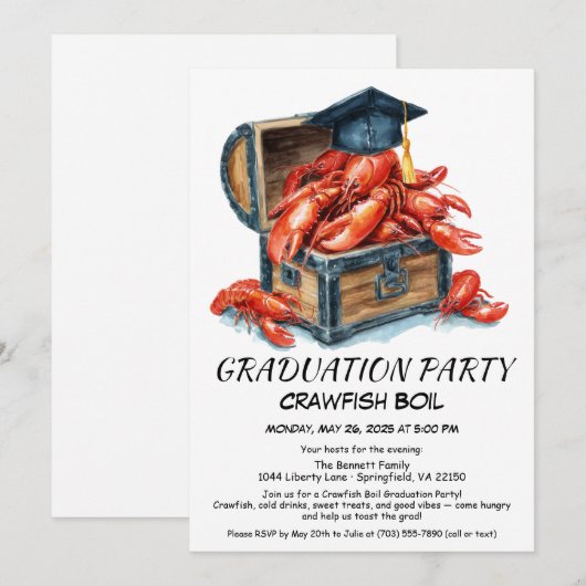 Crawfish Boil Graduation Party | Southern Style  招待状 (正面/裏面)