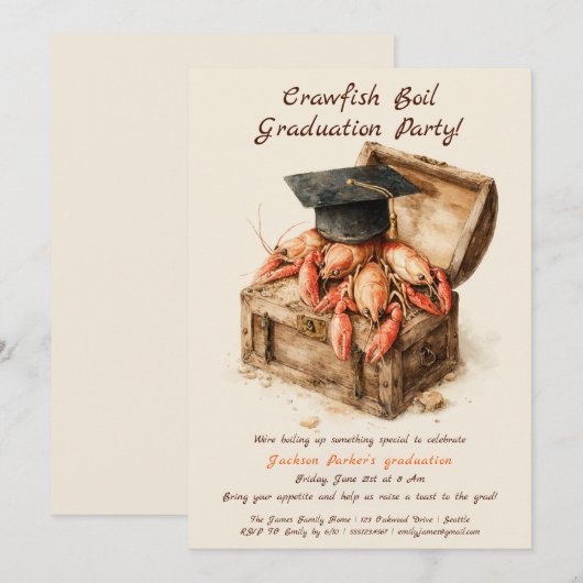 Crawfish Boil Graduation Party | Southern Style  招待状 (正面/裏面)