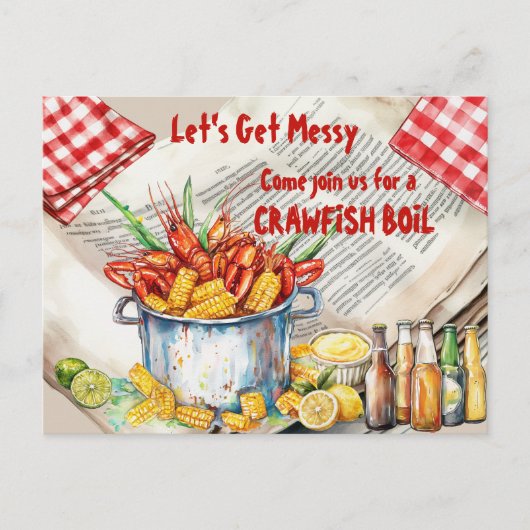 Crawfish Boil Let's Get Messy ポストカード (正面)