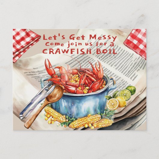 Crawfish Boil Let's Get Messy ポストカード (正面)