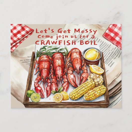 Crawfish Boil Let's Get Messy ポストカード (正面)