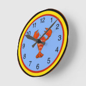 Crawfish、Crayfish、ロブスターの時計 ラウンド壁時計 (傾斜)