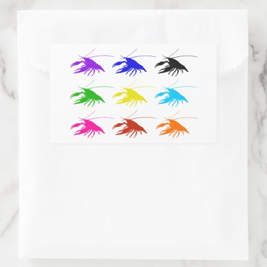 Crawfish (Crayfish) 長方形シール (バッグ)