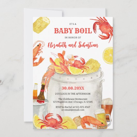 Crawfish Seafood Boil Baby Shower Invitation 招待状 (正面)